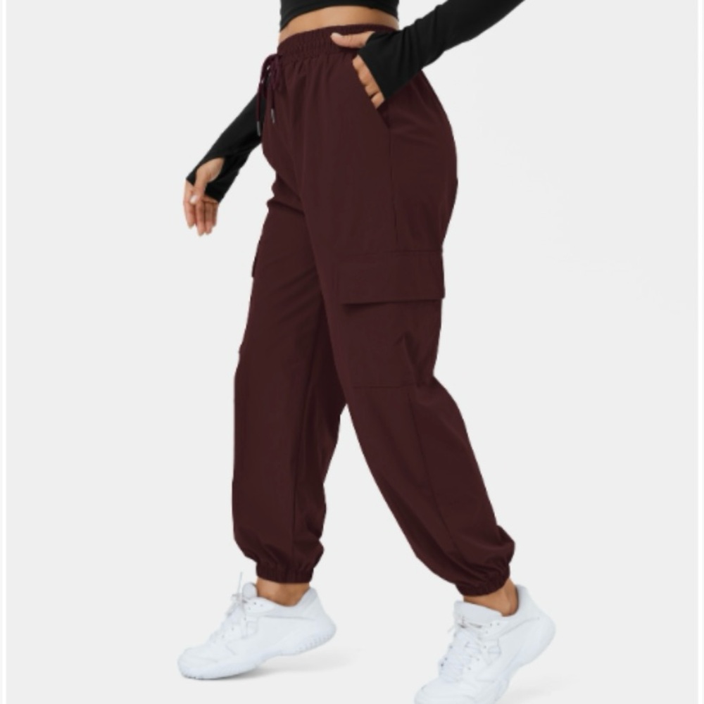 HALARA Mid Rise Drawstring Side Pocket Casual Cargo Joggers